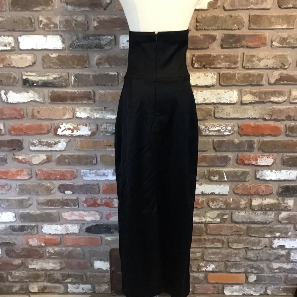 Abercrombie & Fitch Women's Black Satin Sculpt Strapless Maxi Dress L - Picture 4 of 7